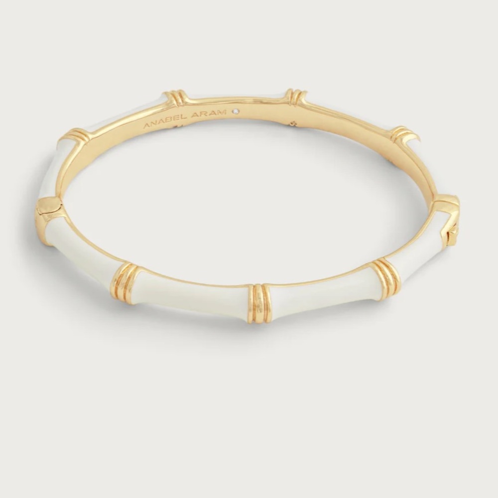 Anabel Aram Gold and White Bangle Bracelet